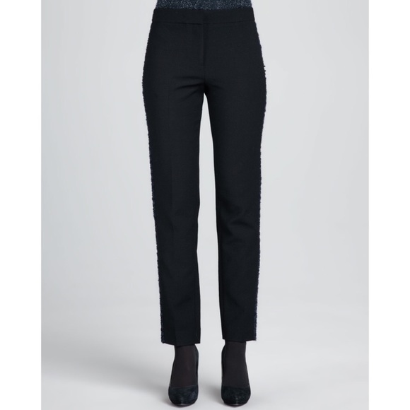 Tory Burch Black blue Tobie Wool Tweed Tuxedo Straight dress Pants trousers 6 - Picture 11 of 13